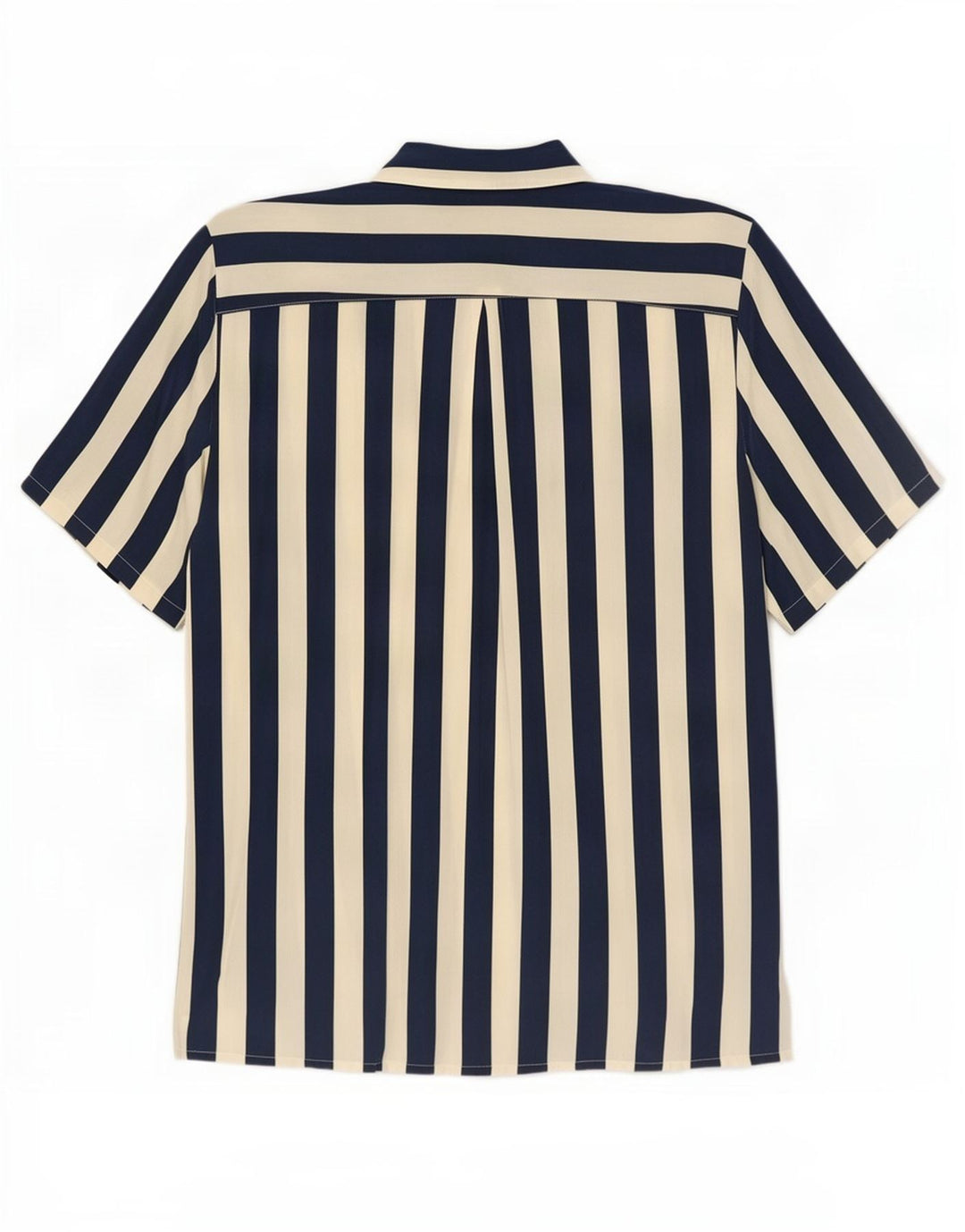 Bluză cămașă cu mânecă scurtă pentru femei Vintage IT 42 Medium Bleumarin în dungi