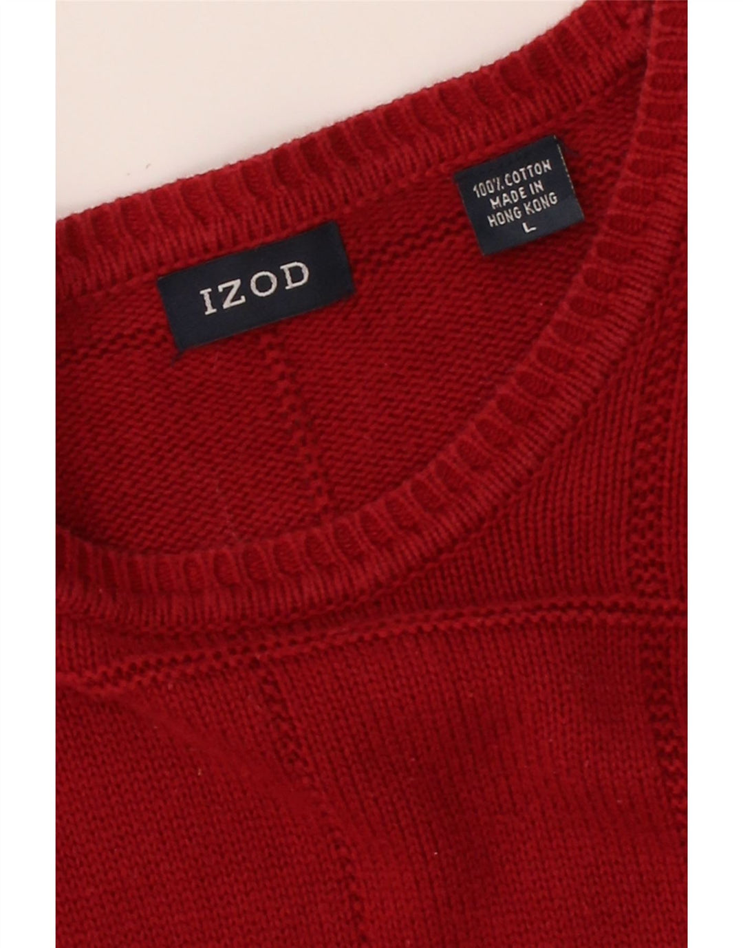 IZOD Mens Crew Neck Jumper Sweater Large Red Cotton Vintage Izod and Second-Hand Izod from Messina Hembry 