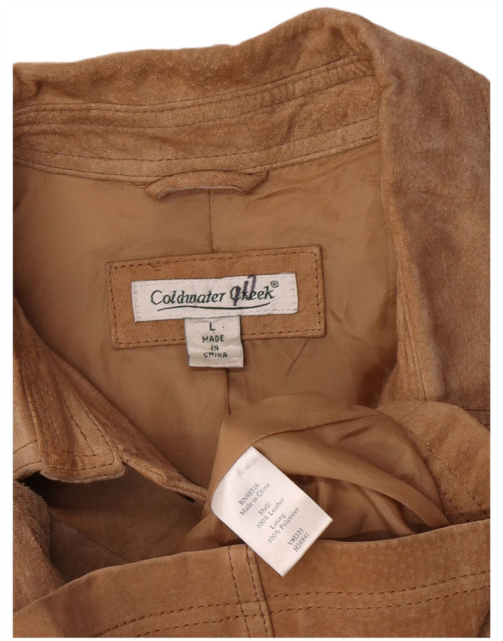 Jachetă de piele de căprioară pentru femei Coldwater Creek UK 16, mare, maro, din piele