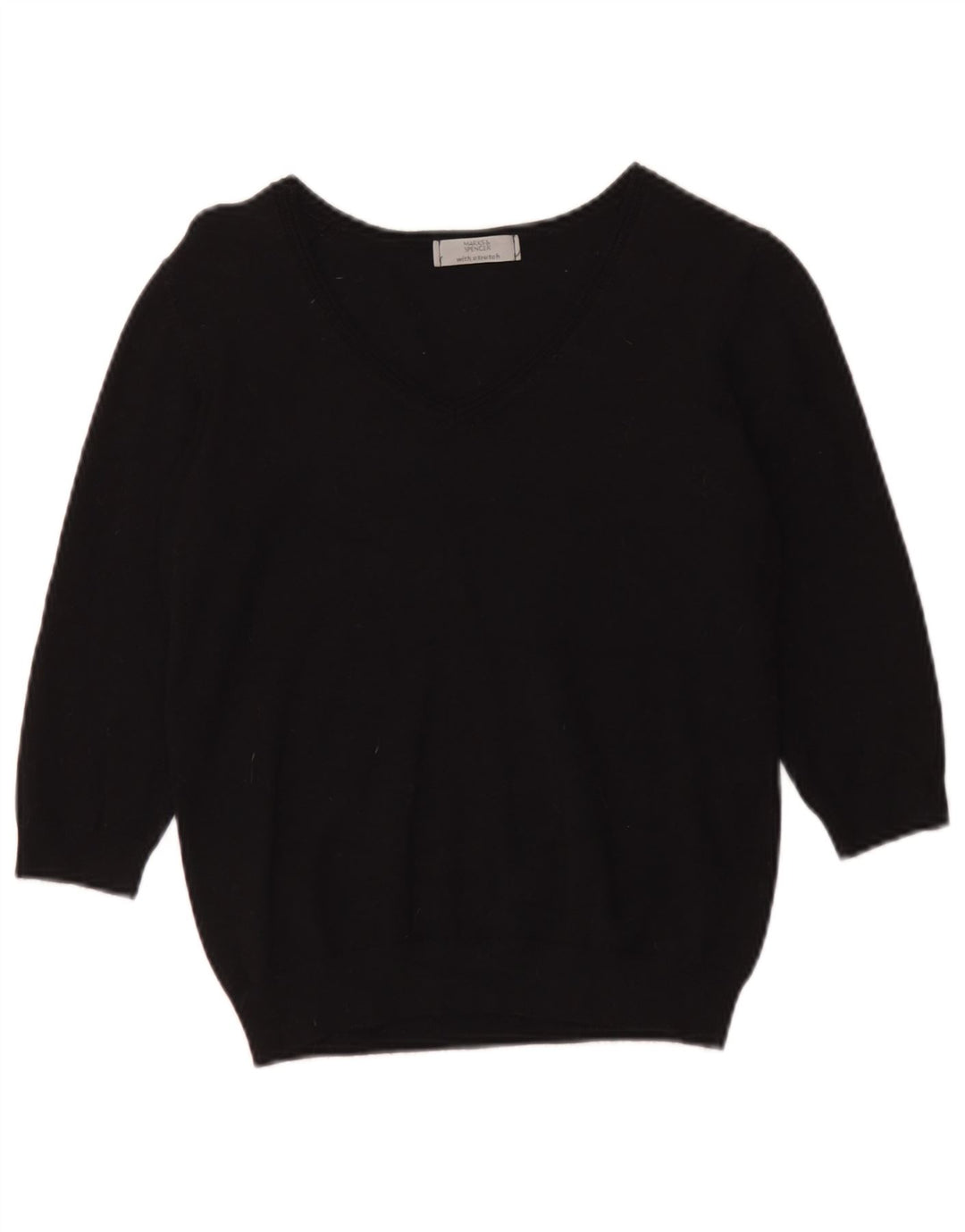 Pulover cu decolteu în V pentru femei Marks & Spencer, UK 14 Medium Negru