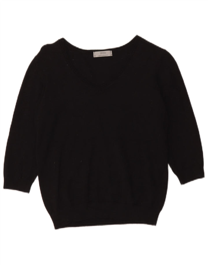 Pulover cu decolteu în V pentru femei Marks & Spencer, UK 14 Medium Negru