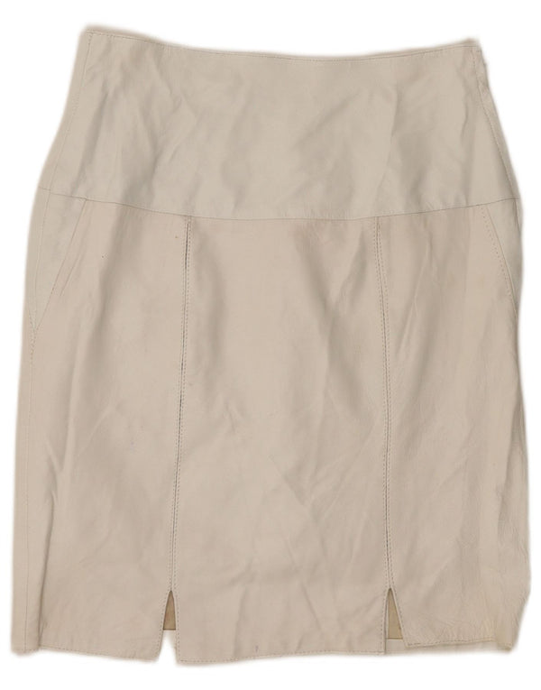 Fusta din piele vintage pentru femei IT 44 Medium W28 Piele albă