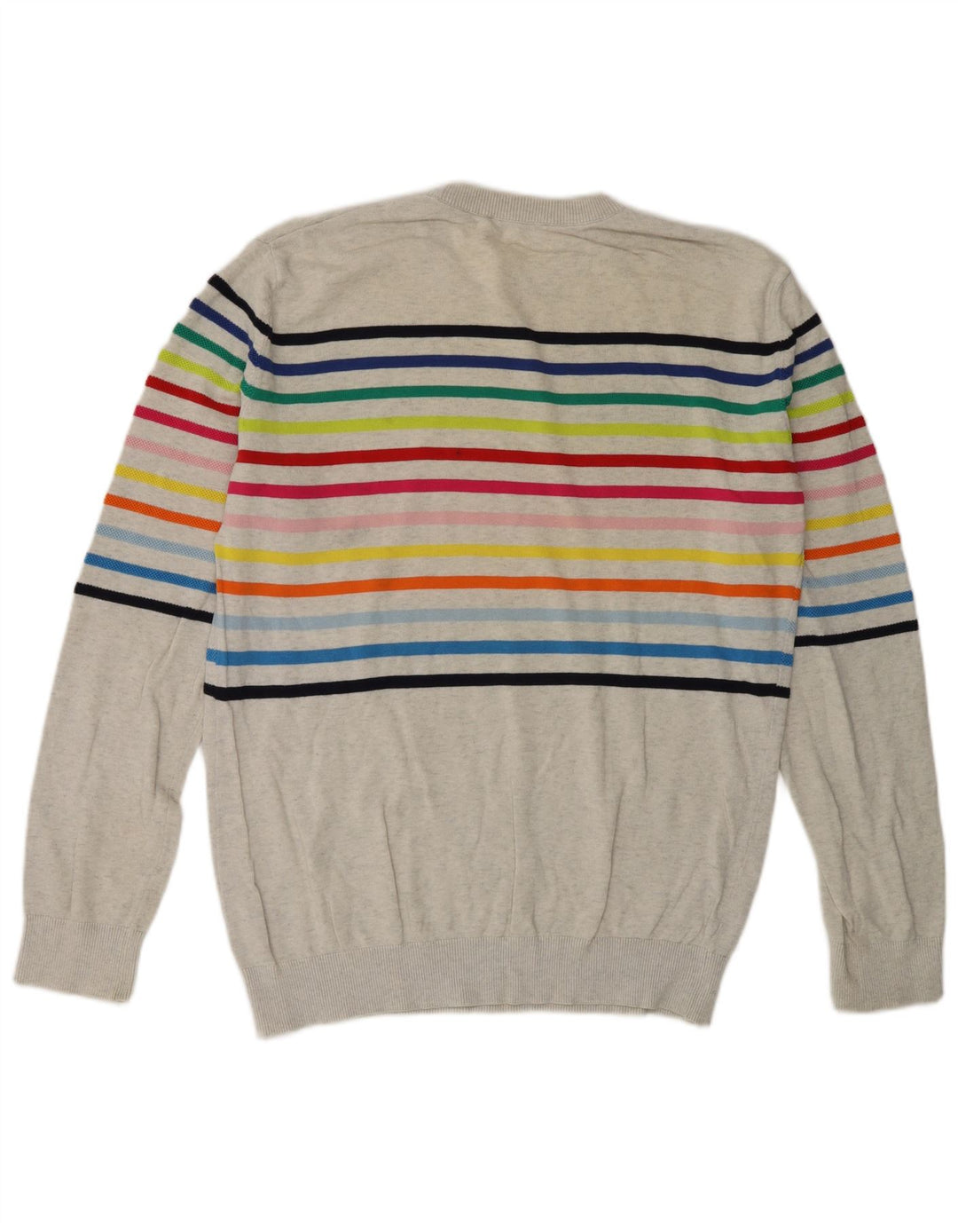 Pulover Benetton pentru bărbați, cu gât crew, în dungi, gri mediu