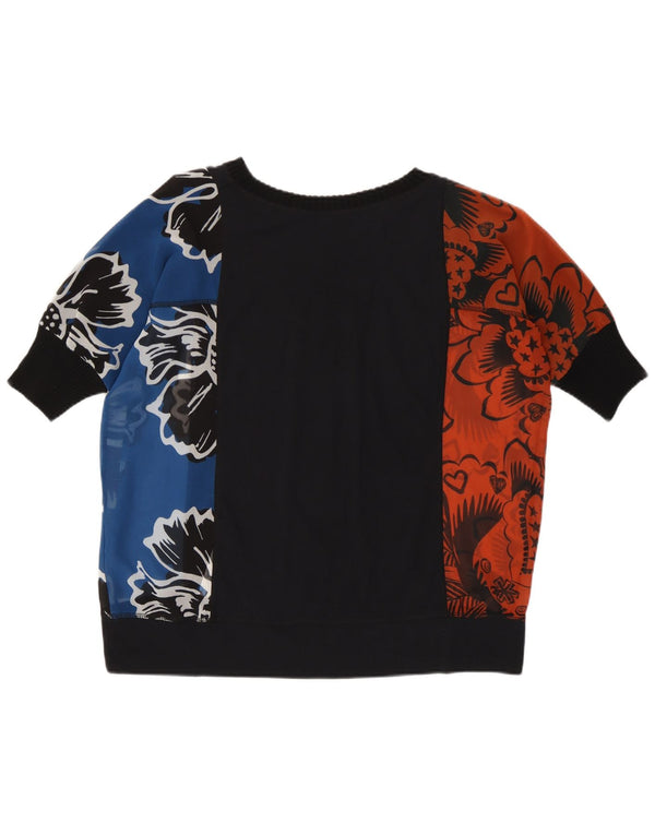 Tricou grafic supradimensionat pentru femei Desigual Top UK 10 Small Black Floral