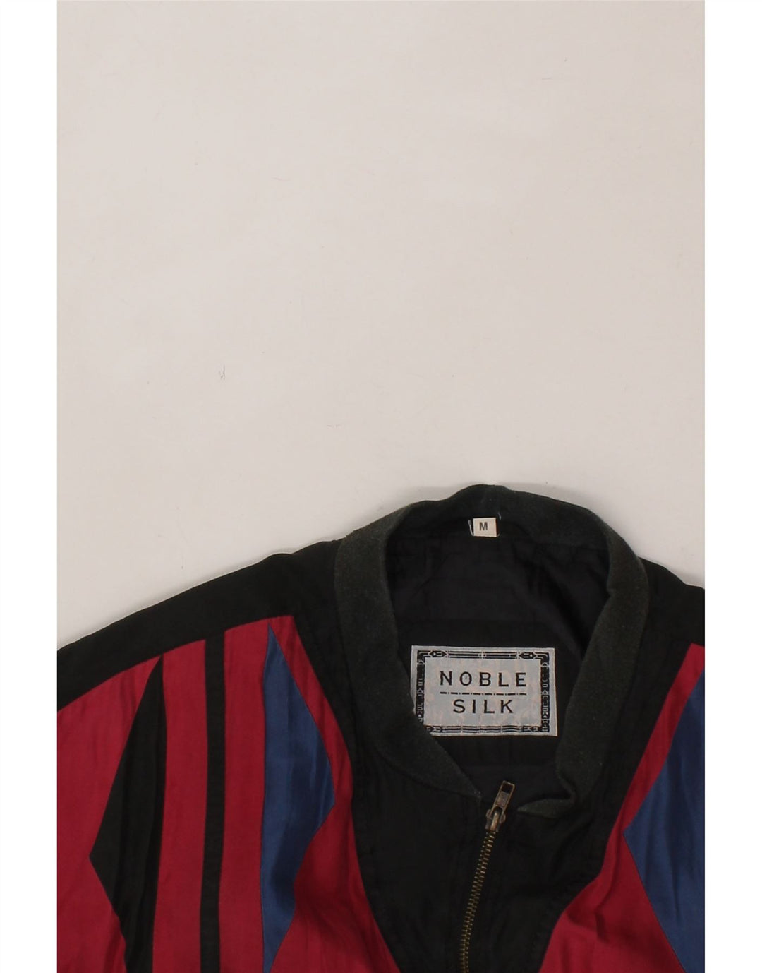 Jachetă Bomber VINTAGE pentru bărbați, cu tăiere largă, UK 38 Medium Black Geometric Matase