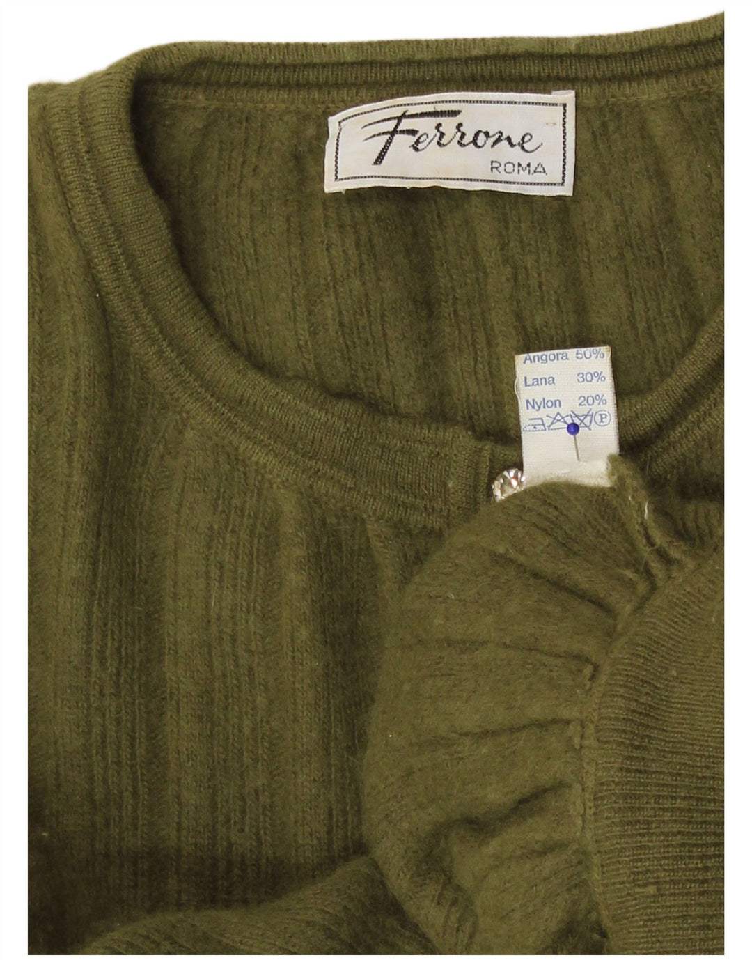 Pulover Ferrone pentru femei Crop Cardigan UK 14 Medium Green Angora