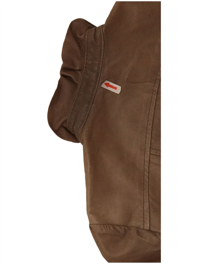 Jachetă din piele vintage pentru femei UK 10 Small Beige