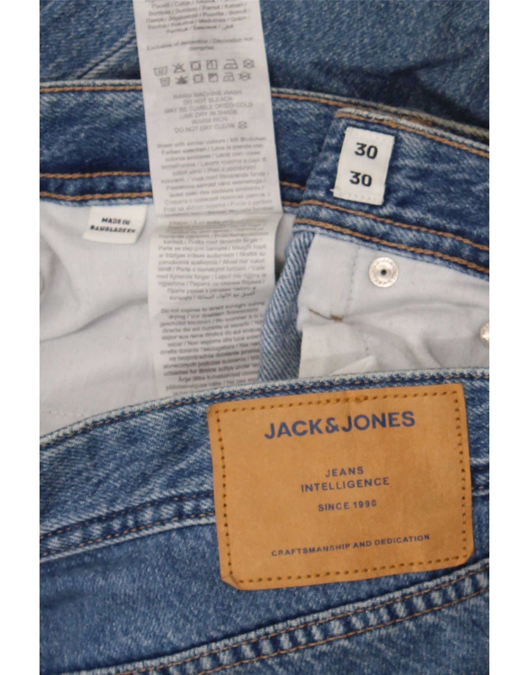 Blugi drepți pentru bărbați Jack & Jones W30 L30 bumbac albastru