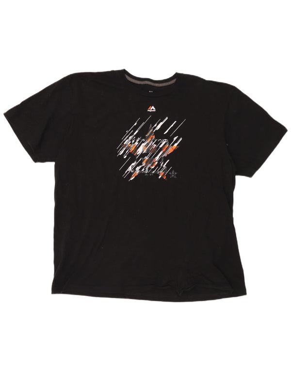 Tricou cu grafic Majestic Houston Astons pentru bărbați, 2XL, bumbac negru