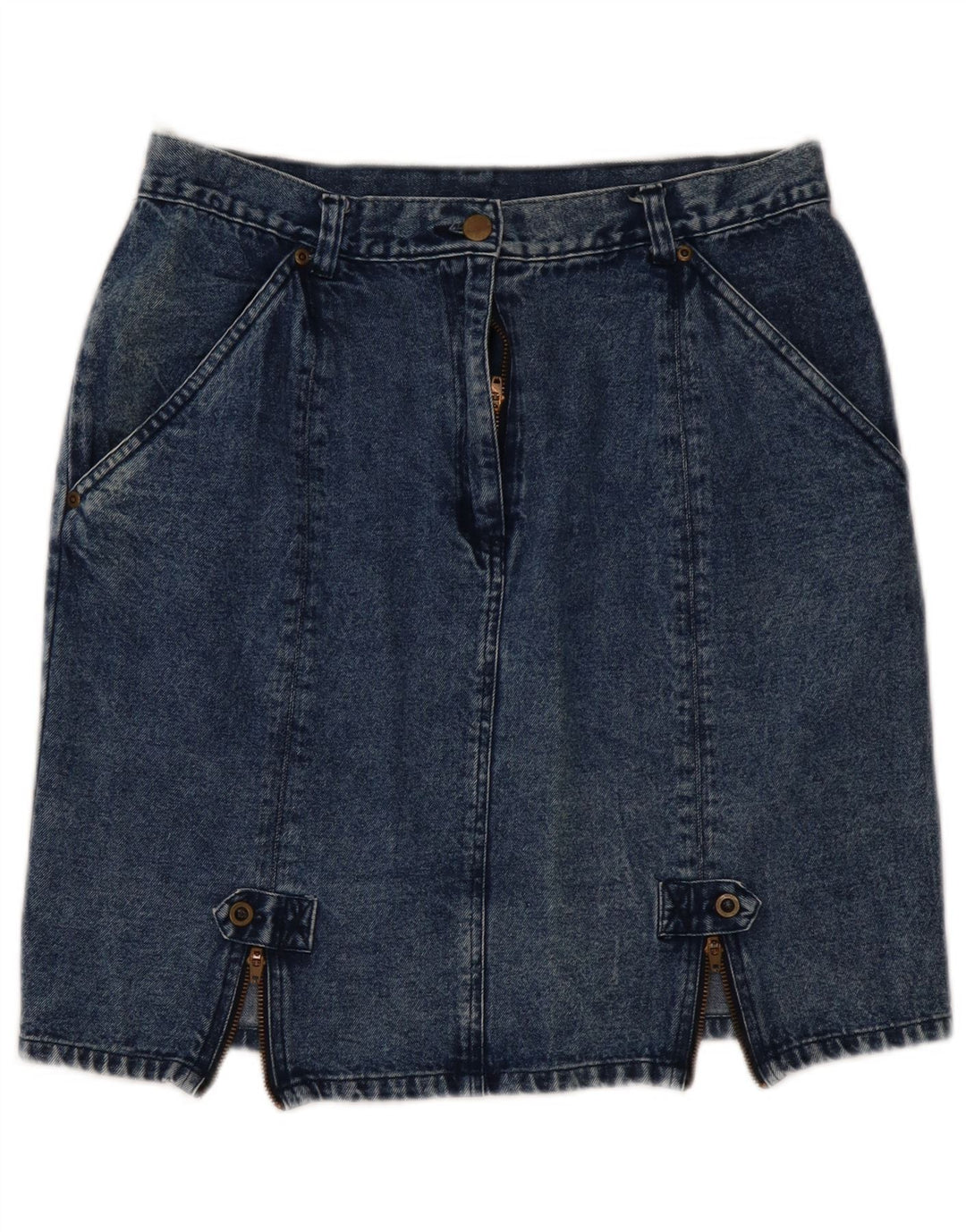 Mini fustă de blugi pentru femei VINTAGE cu talie înaltă EU 44 XL W32 bumbac albastru