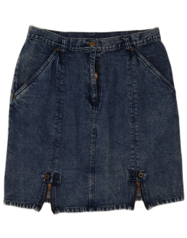 Mini fustă de blugi pentru femei VINTAGE cu talie înaltă EU 44 XL W32 bumbac albastru