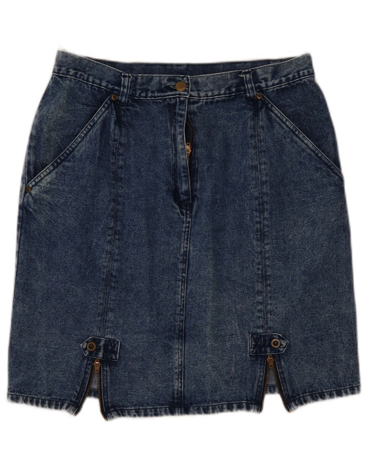 Mini fustă de blugi pentru femei VINTAGE cu talie înaltă EU 44 XL W32 bumbac albastru