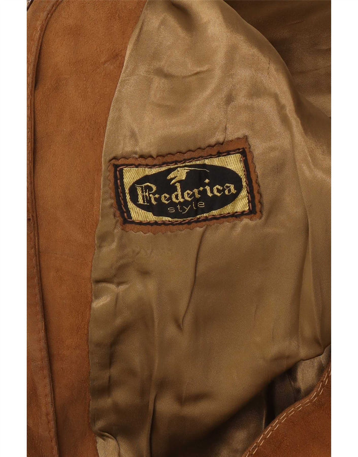 Jachetă de piele de piele vintage pentru femei UK 14 maro mediu