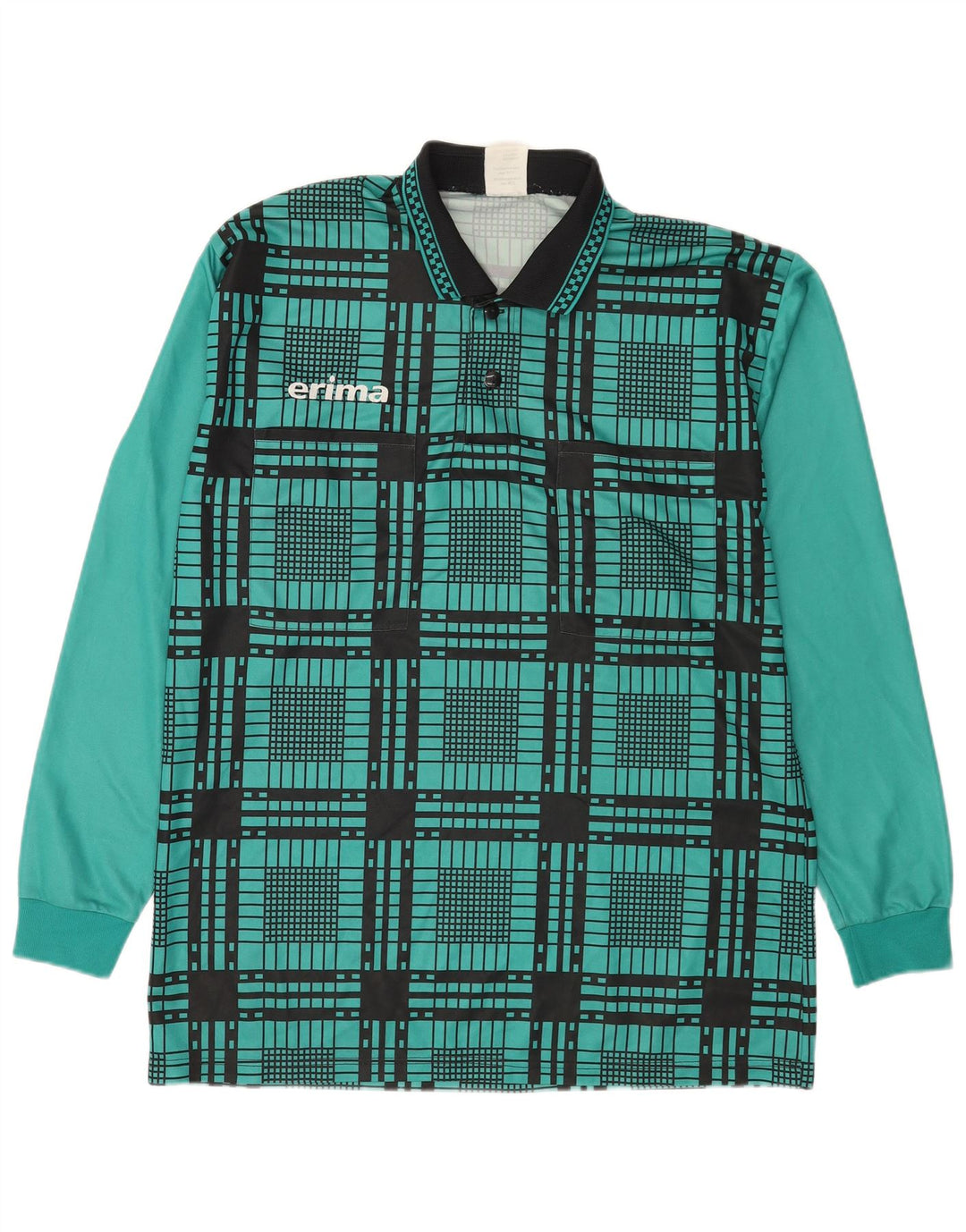 Tricou polo cu mânecă lungă pentru bărbați Erima XL, verde, carouri, poliester