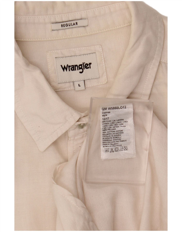 Cămașă Wrangler pentru bărbați, cu mânecă scurtă, cu tăiere obișnuită, mare, de in alb