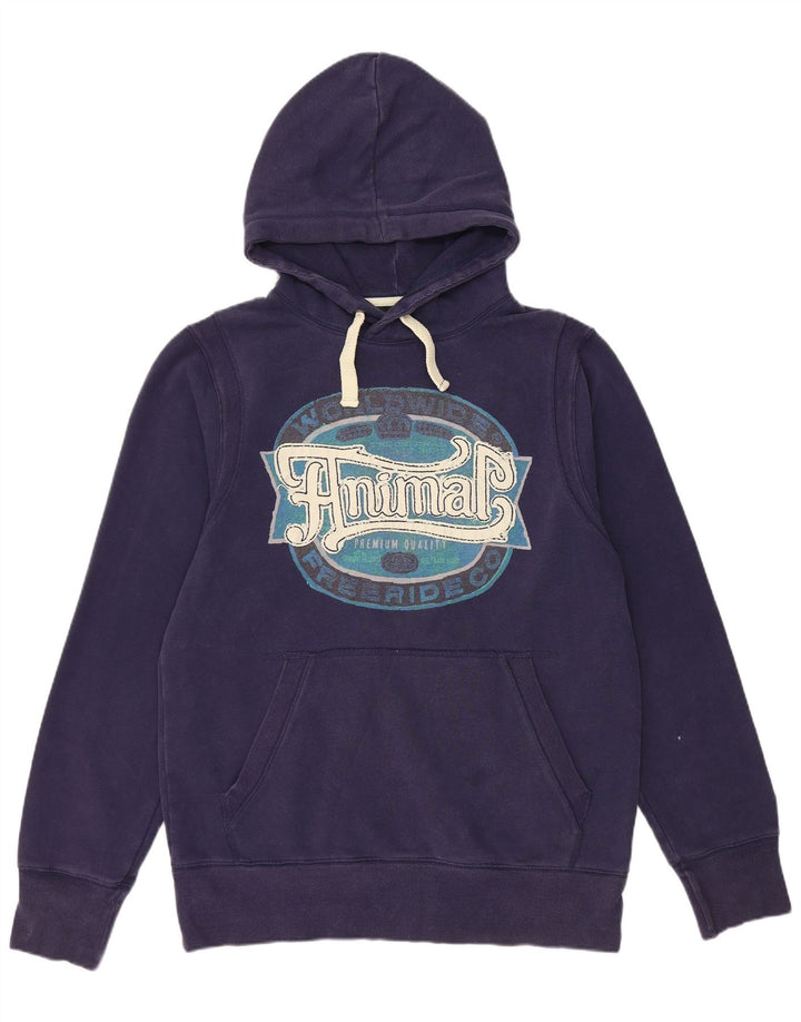 ANIMAL Pulover cu glugă cu grafică pentru bărbați, mare, albastru, bumbac