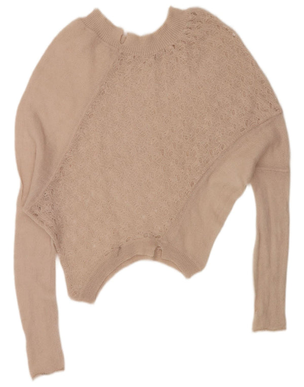 VINTAGE Pulover supradimensionat pentru femei cu gât de barcă UK 16 Large Bej