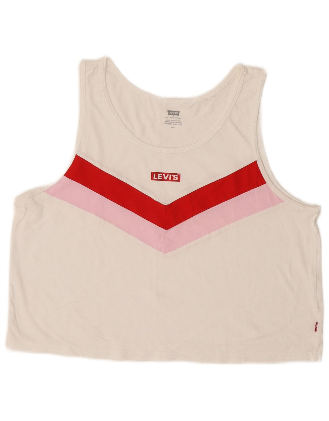 Levi's Crop Graphic Vest Top pentru femei UK 14 Large White Colorblock