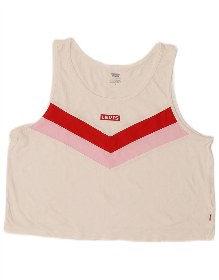 Levi's Crop Graphic Vest Top pentru femei UK 14 Large White Colorblock