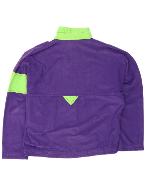 Vintage Mens Graphic Trening Top Jacket Large Purple Colourblock