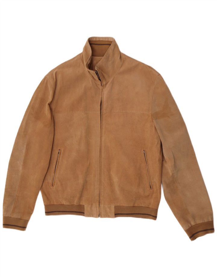 Bomber vintage pentru bărbați din piele intoarsa IT 50 mare, maro, din piele