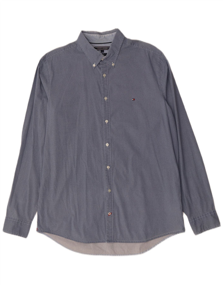 Cămașă pentru bărbați Tommy Hilfiger Slim Fit XL, bumbac cu pete albastre