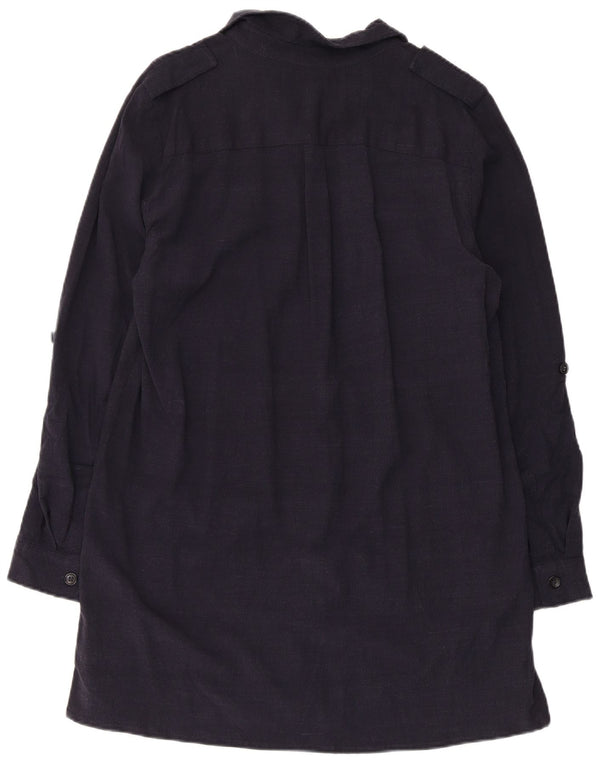 Rochie cămașă cu mânecă lungă pentru femei Zara UK 16 mare, bleumarin, viscoză