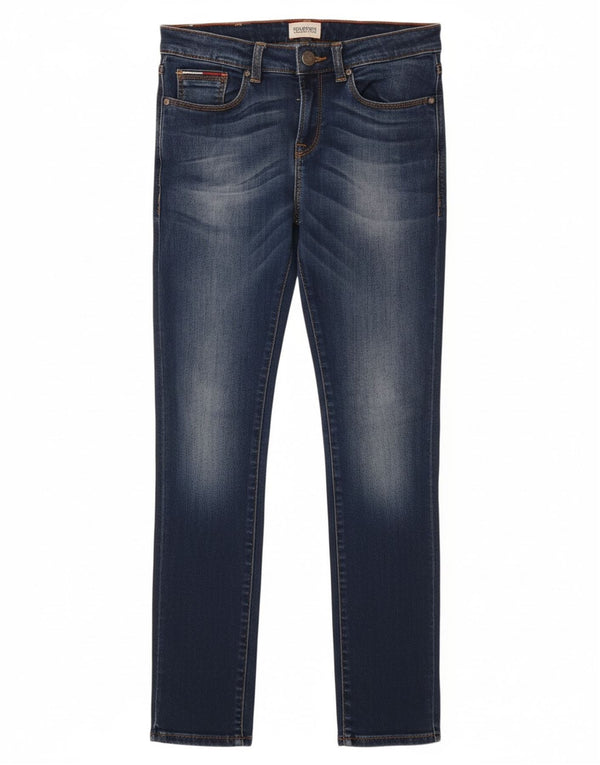 TOMMY HILFIGER Blugi skinny pentru baieti 13-14 ani W26 L29 albastru bumbac