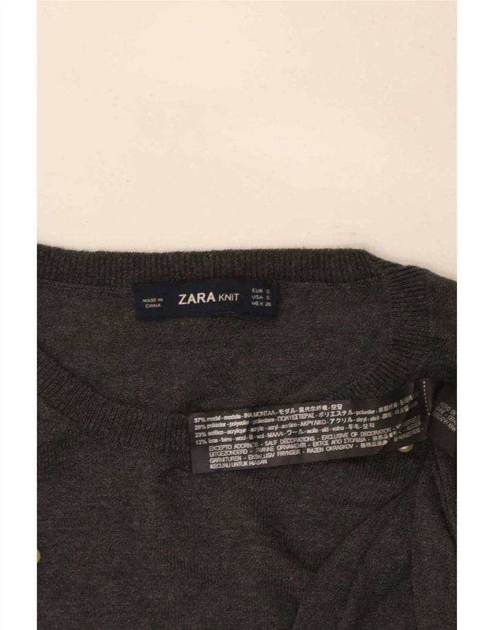 Pulover pentru damă Zara, cu gât turnut, UK 10 Mic Gri Modal