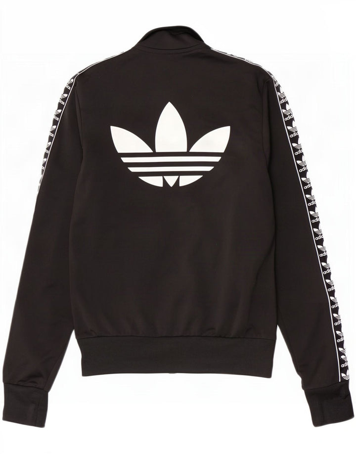 Jachetă de top pentru trening grafic Adidas pentru femei UK 10 Poliester negru mic