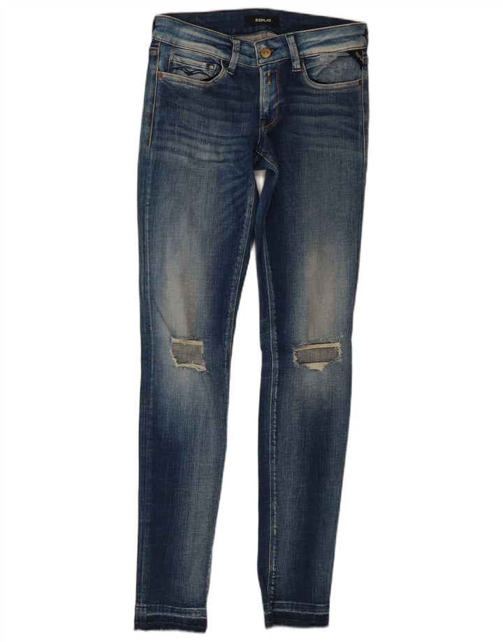 Replay blugi skinny distressed pentru femei W30 L31 albastru