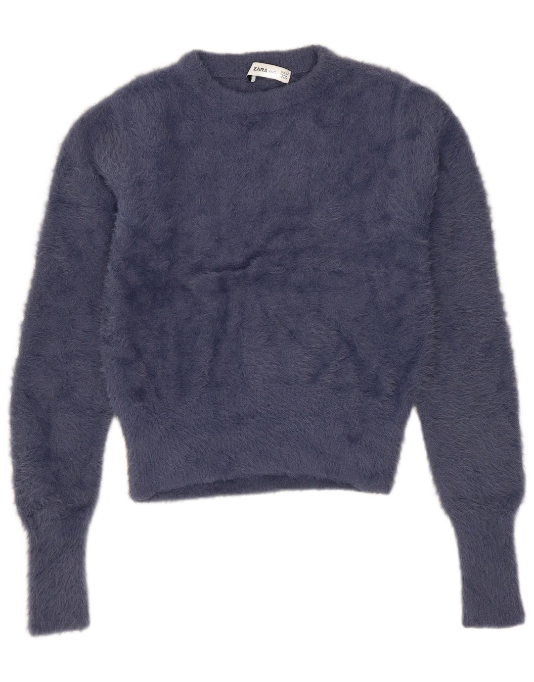 Pulover pentru femei Zara Crop Crew Gate UK 12 Mediu Nailon bleumarin