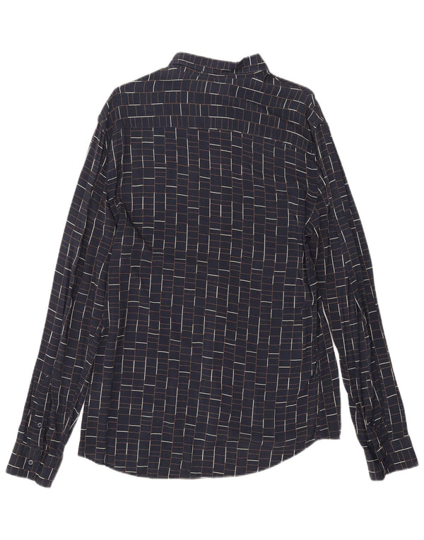 Cămașă pentru bărbați Zara Slim Fit, mare, albastru bleumarin, viscoză