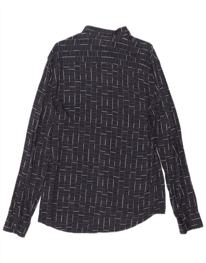 Cămașă pentru bărbați Zara Slim Fit, mare, albastru bleumarin, viscoză