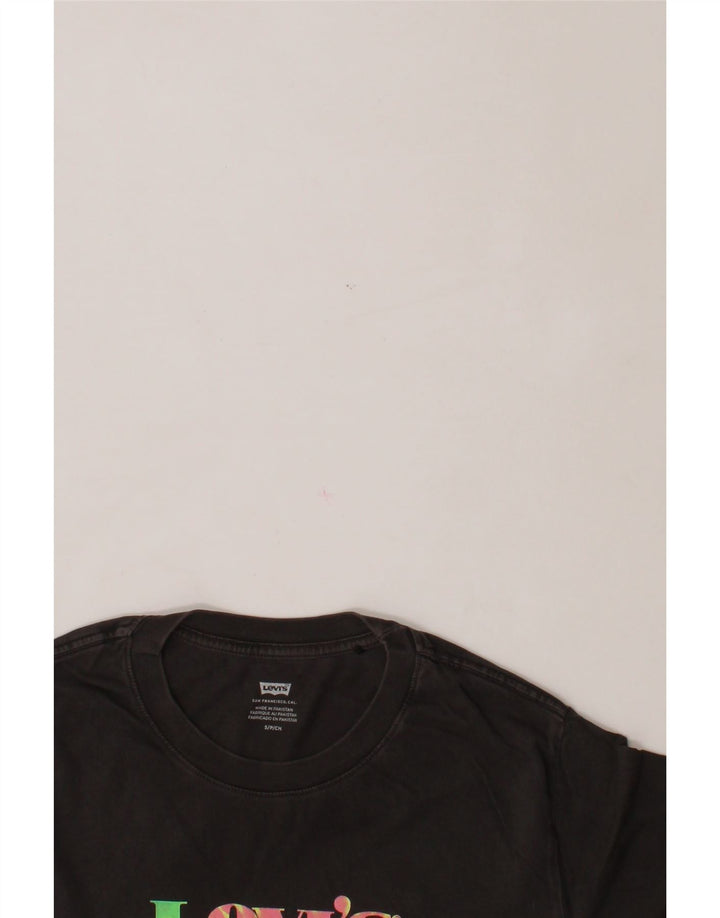 LEVI'S Womens Oversized Graphic T-Shirt Top UK 10 Small Black Cotton Vintage Levi's and Second-Hand Levi's from Messina Hembry 