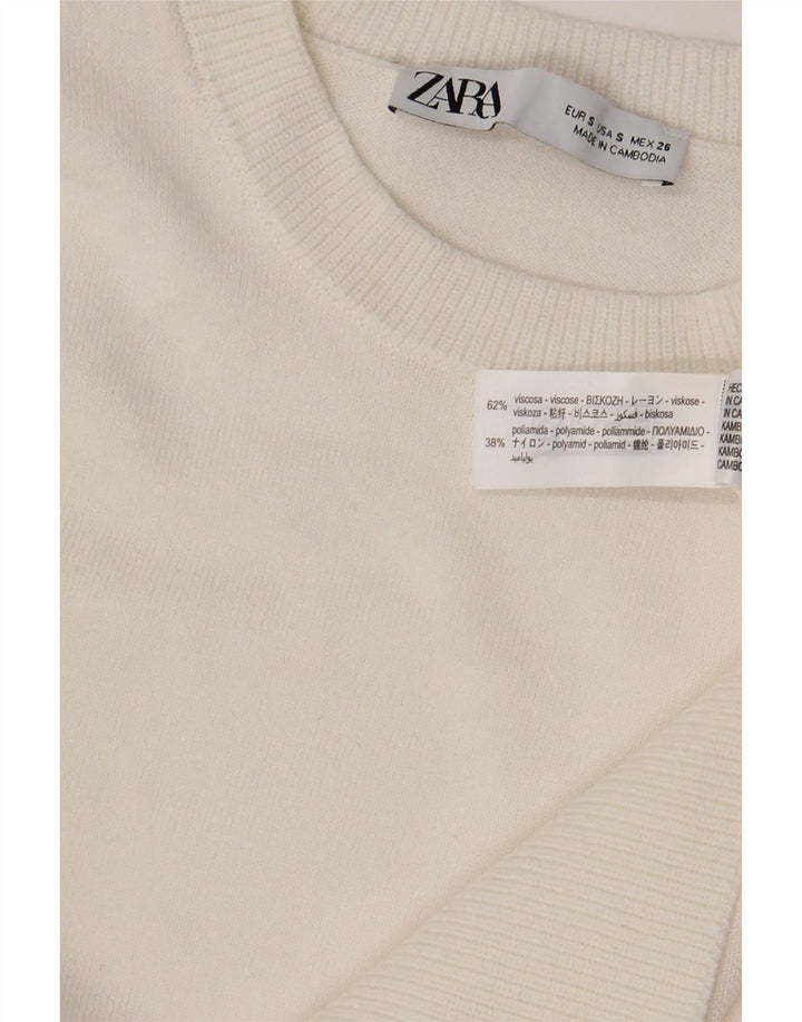 Pulover pentru femei Zara, cu gâtul turn, UK 10, mic, alb, viscoză