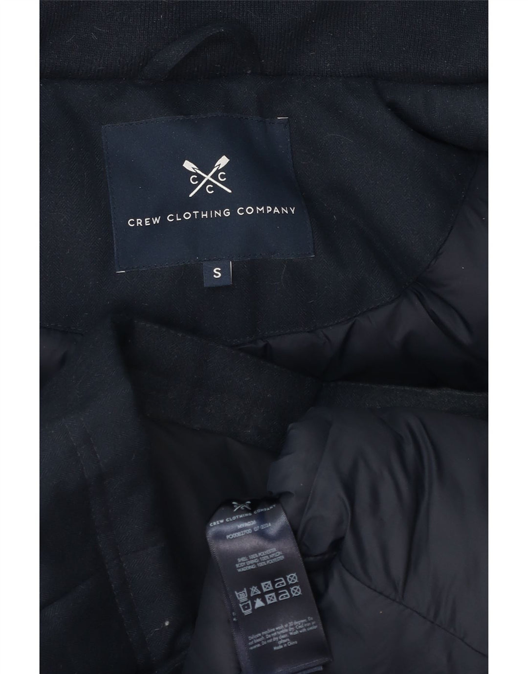 Crew Clothing Jachetă căptușită cu glugă pentru bărbați UK 36 Poliester bleumarin mic