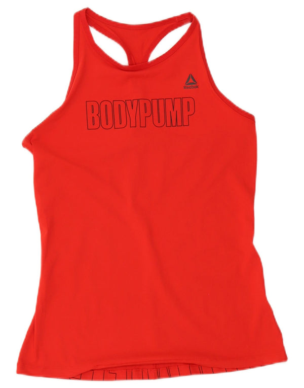 Reebok Bodypump Graphic Vest Top pentru femei UK 12/14 Poliester roșu mediu