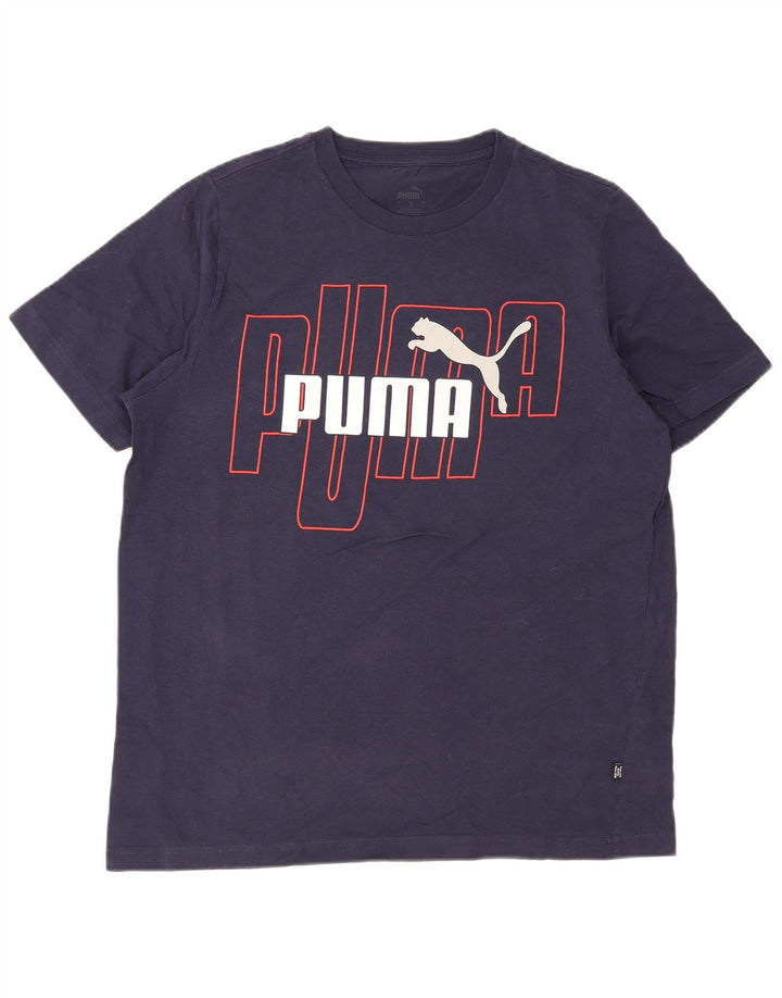 Tricou grafic Puma pentru bărbați Top mare din bumbac bleumarin