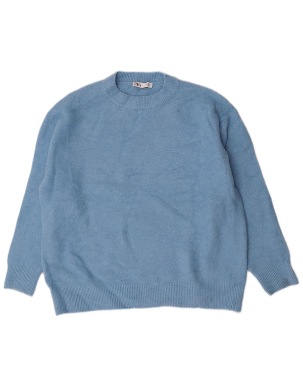 Pulover supradimensionat pentru femei Zara, cu gâtul turn, UK 10 Mic, albastru acrilic