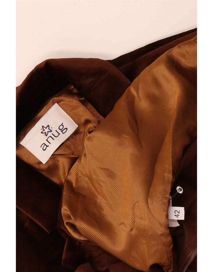 Vintage Womens Velour Blazer Jacket IT 42 Medium Brown Poliester