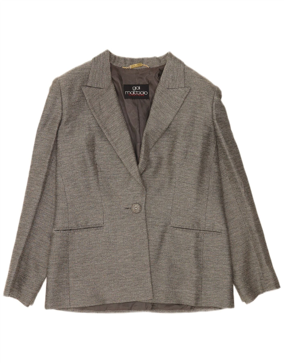 Geacă Blazer pentru femei Gai Mattiolo cu 1 nasture UK 14 Gri mediu