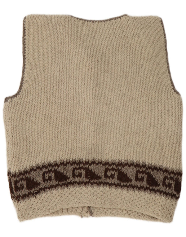Cardigan Vintage fără mâneci pentru bărbați, mare, bej, Fair Isle