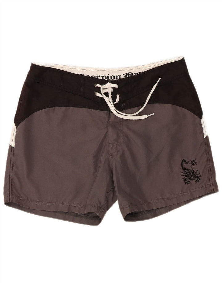 Pantaloni scurți de înot cu grafică pentru bărbați Scorpion Bay, din poliester color bloc, gri mari