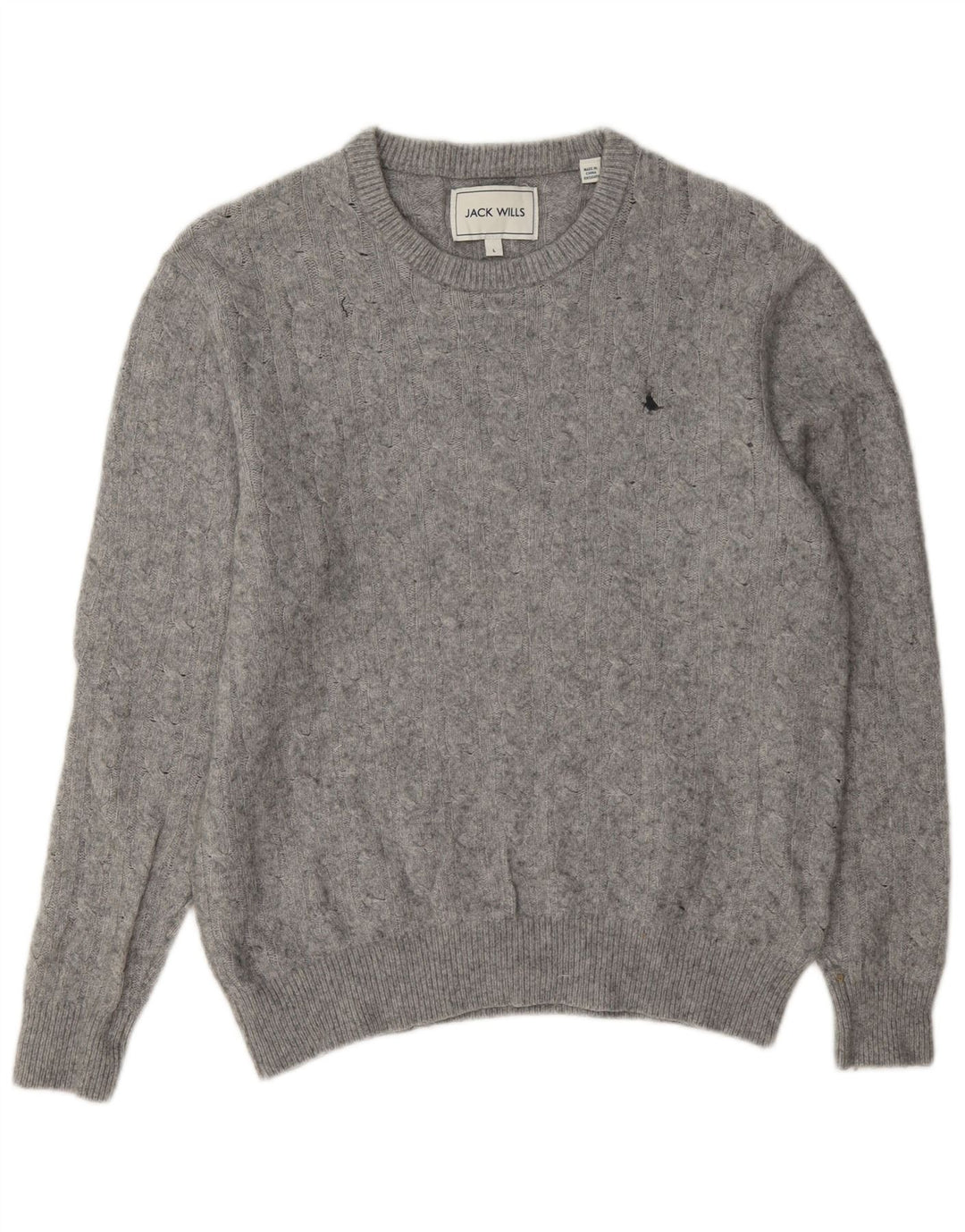 Pulover Jack Wills pentru damă, cu gât roșu, din lână mare, gri, UK 14