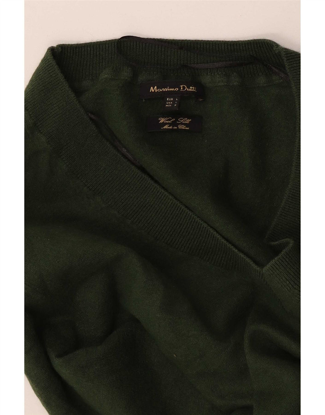Pulover cu decolteu în V Massimo Dutti pentru femei UK 14 mare verde