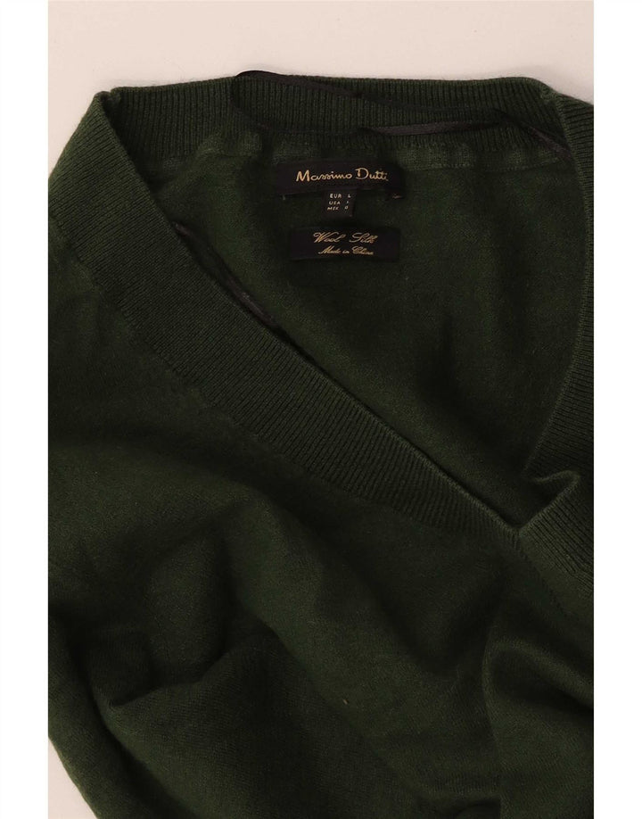 Pulover cu decolteu în V Massimo Dutti pentru femei UK 14 mare verde