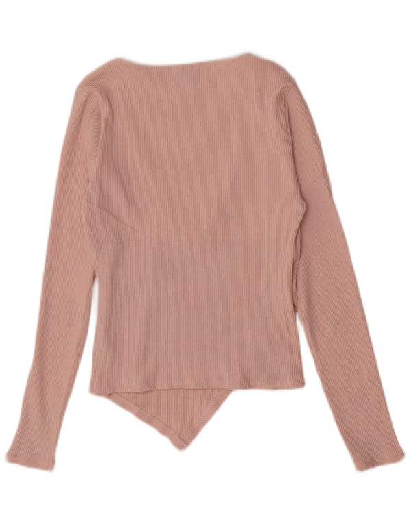 Topshop pentru femei Crop Top cu mânecă lungă UK 12 Medium Pink Bumbac