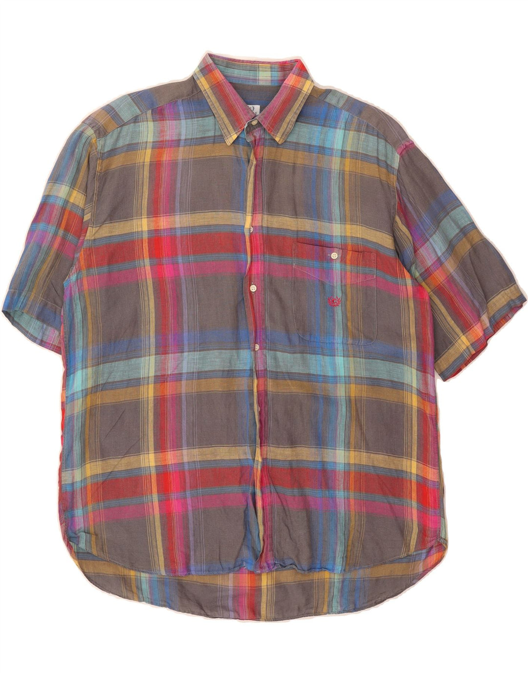 CARREL Mens Short Sleeve Shirt Size 41 Medium Multicoloured Check Cotton Vintage Carrel and Second-Hand Carrel from Messina Hembry 