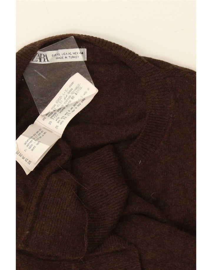 Pulover pentru bărbați Zara, cu decolteu, XL, maro, viscoză